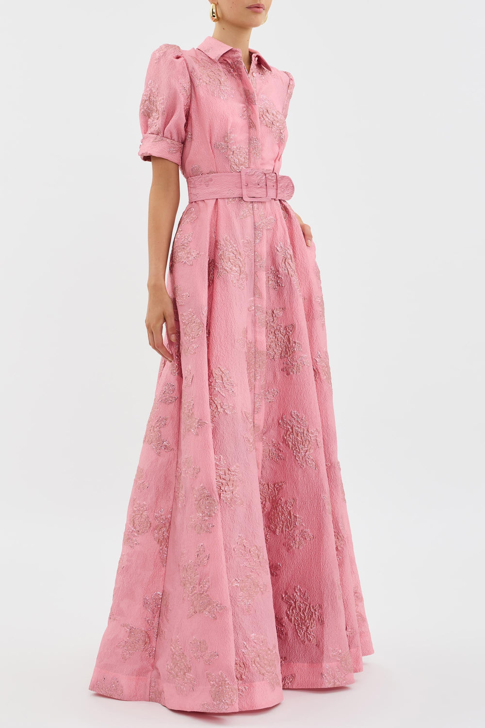 ANABELLA - Vestido maxi atemporal con cinturón y textura estructurada