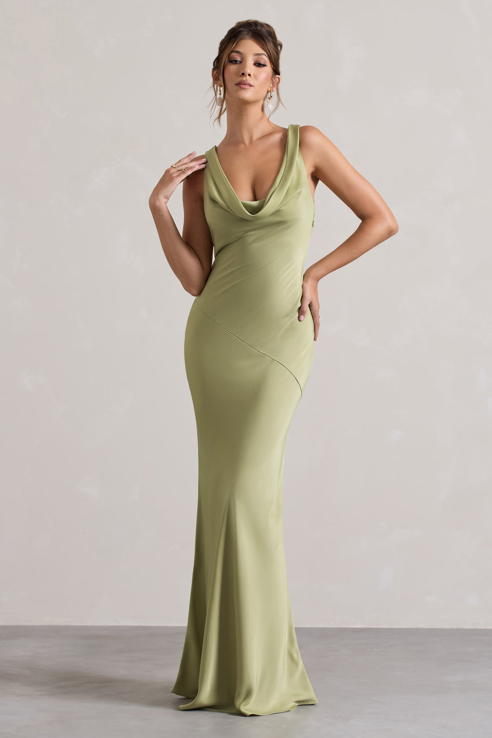 LENA - Vestido largo minimalista con escote drapeado